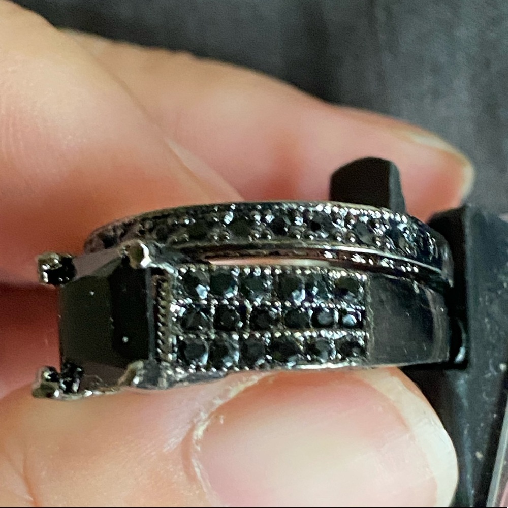 HP💎Black Sapphire 14KT Black Gold Filled Ring Set - Picture 9 of 15